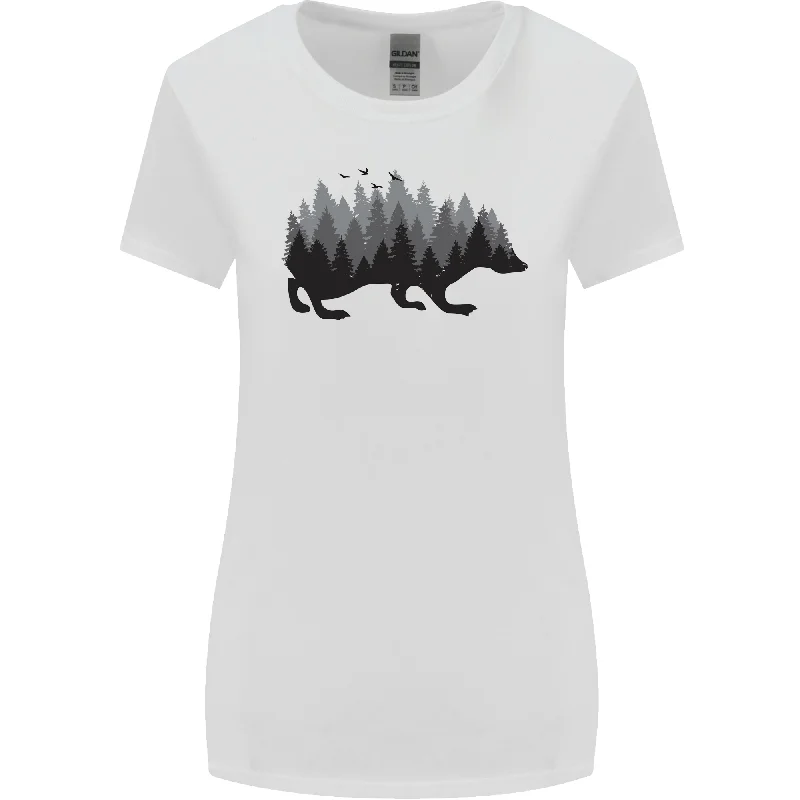 A Hedgehog Depicting a Forest Womens Wider Cut T-Shirt Houndstooth Herringbone Solid A Hedgehog Depicting a Forest Womens Wider Cut T-Shirt Houndstooth Herringbone Solid