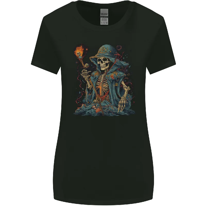 A Living Dead Wizard Skull Sorcerer Womens Wider Cut T-Shirt Polka Dot Checkered Tartan A Living Dead Wizard Skull Sorcerer Womens Wider Cut T-Shirt Polka Dot Checkered Tartan