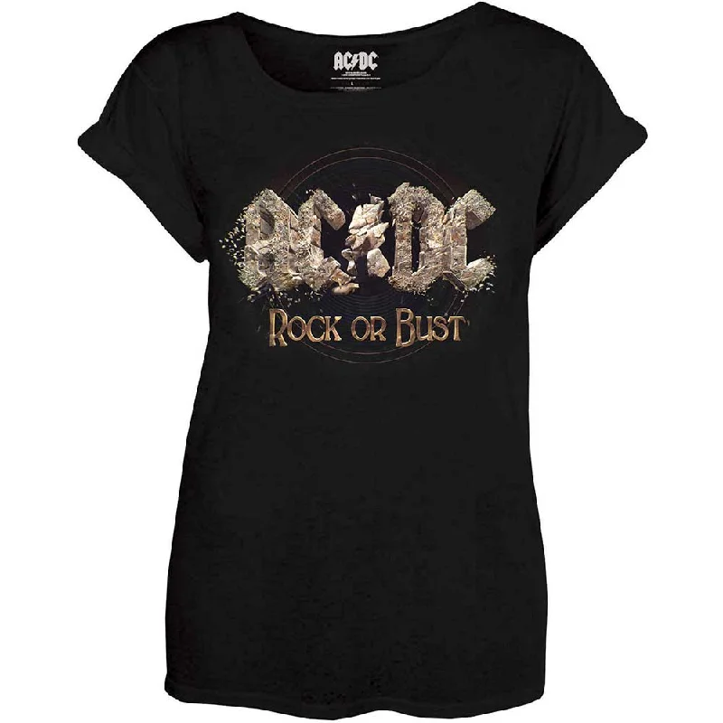 AC/DC Ladies T-Shirt: Rock or Bust Fitted T-Shirt Seamless Stretchy