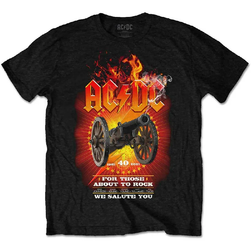 AC/DC | Official Band T-Shirt | FTATR 40th Flaming (Back Print) Asymmetrical Pockets Print