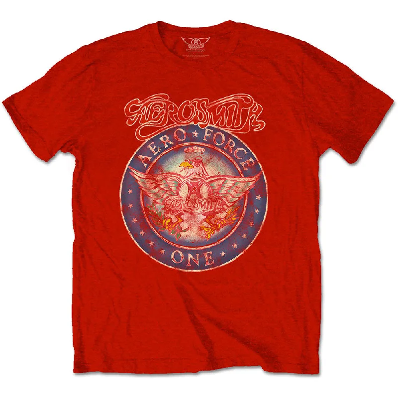 Aerosmith | Official Band T-Shirt | Aero Force Red Striped Floral Plaid