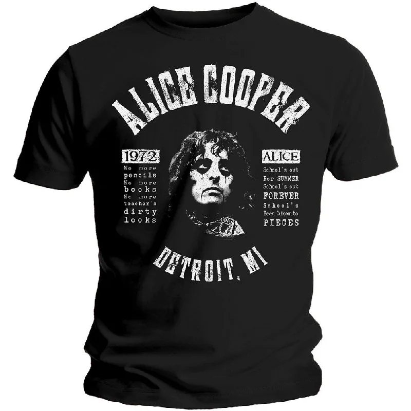 Alice Cooper | Official Band T-Shirt | School's Out Lyrics Basic T-Shirt Crew Neck Short Sleeve