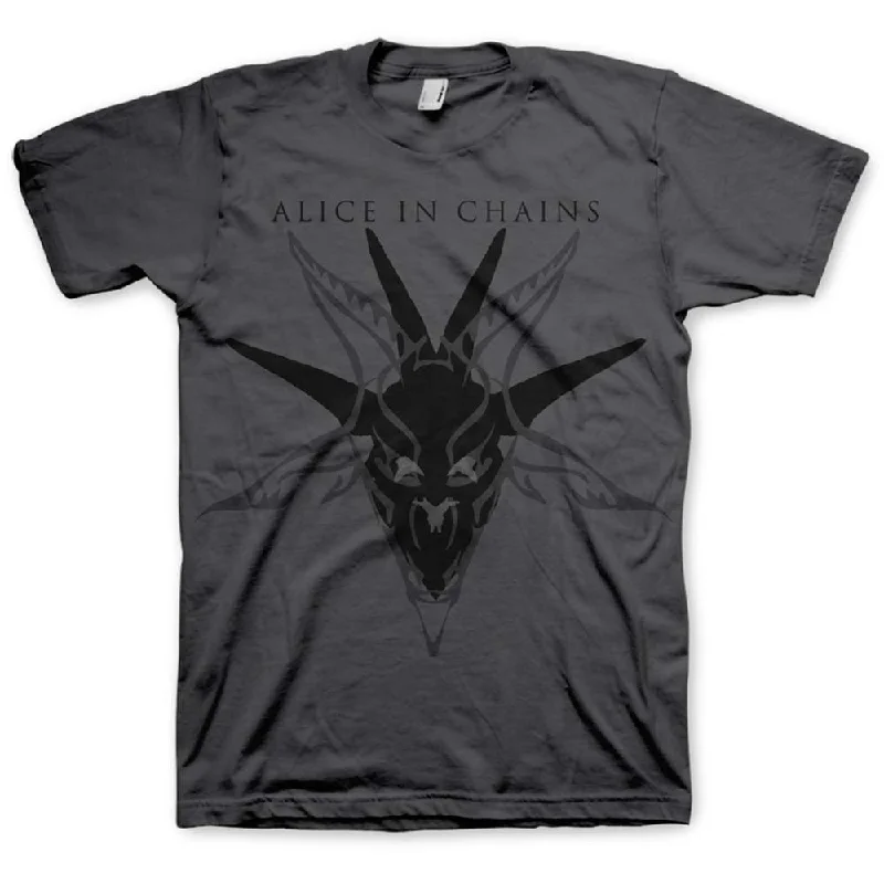 Alice In Chains | Official Band T-Shirt | Black Skull Thin T-Shirt Open Front Quick Dry