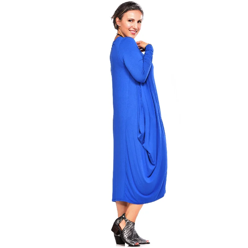 Bamboo Midi Dress with Sleeves Comfortable Knitwear Midi Dress