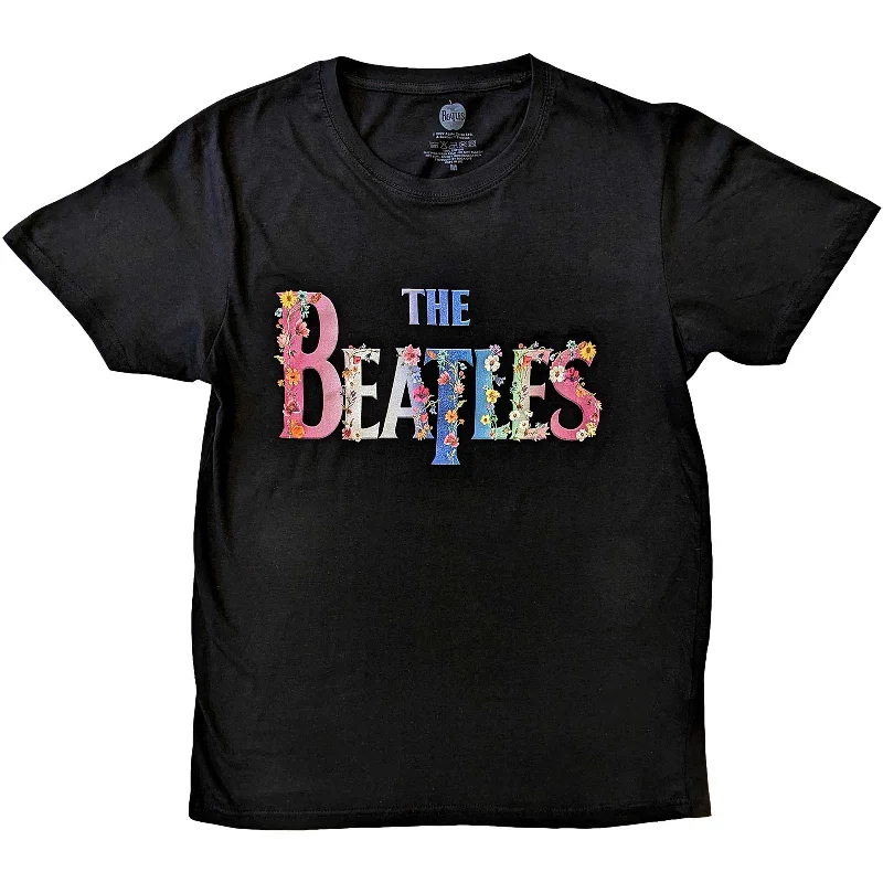 The Beatles | Official Band T-Shirt | Floral Logo Cotton Fabric Linen Fabric Terry Fabric