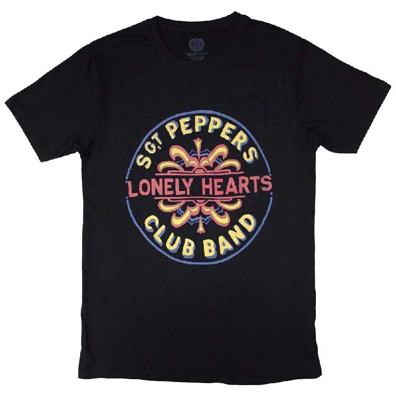 The Beatles | Official Band T-Shirt | Painted Pepper Solid Color Striped Floral
