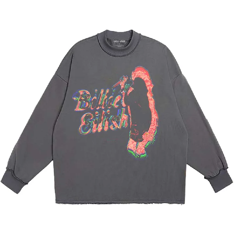 Billie Eilish Unisex Long Sleeve T-Shirt: Neon Logo Ribbed T-Shirt High Neck Heavyweight