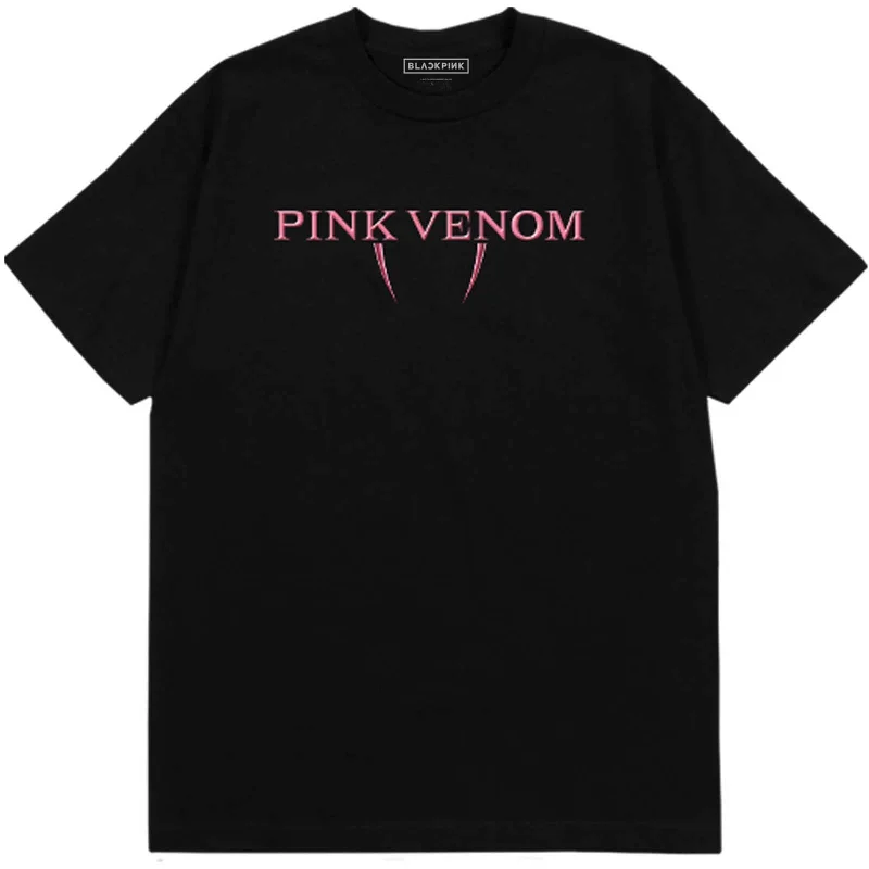 BlackPink | Official Band T-Shirt | Pink Venom Logo (Back Print) Chenille Fabric Brocade Fabric Lace Fabric