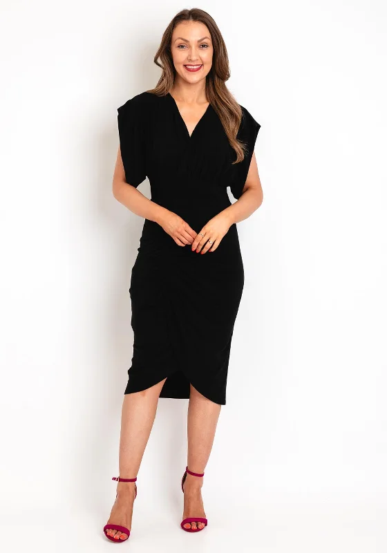 Castings Ruched Side Midi Dress, Black Cozy A-Line Midi Dress