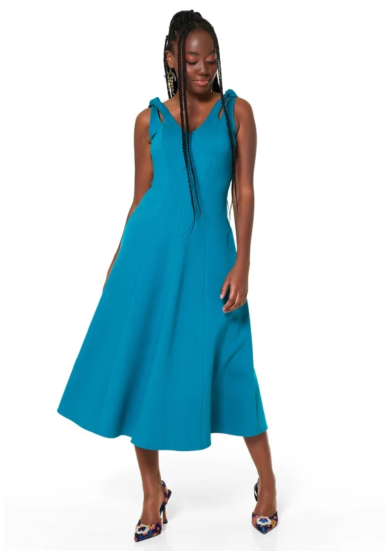 Closet London A-Line Midi Dress, Teal Stylish Wraparound Midi Dress