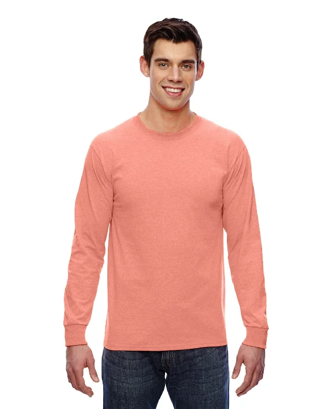 Fruit of the Loom Lightweight Long Sleeve T-Shirt | Retro Hthr Coral V-Neck T-Shirt Long Sleeve Cotton Fruit of the Loom Lightweight Long Sleeve T-Shirt | Retro Hthr Coral V-Neck T-Shirt Long Sleeve Cotton