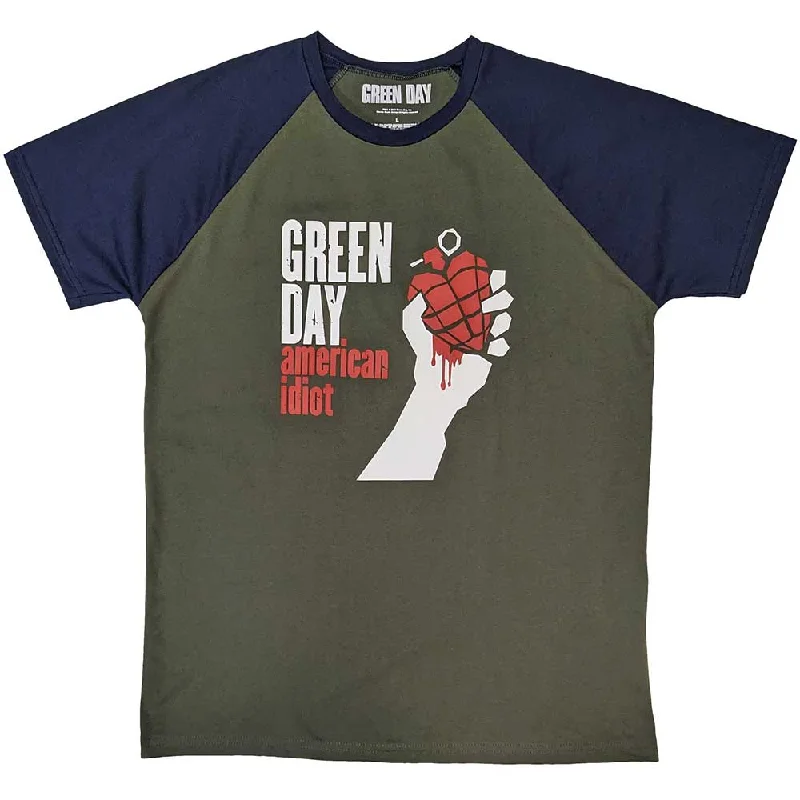 Green Day | Official Band Raglan T-Shirt | American Idiot Fitted T-Shirt Seamless Stretchy