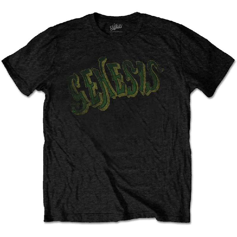 Genesis | Official Band T-Shirt | Vintage Logo - Green Chenille Brocade Lace