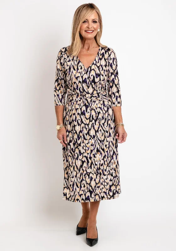 Gerry Weber Abstract Print A-Line Midi Dress, Multi Stylish Tiered Midi Dress