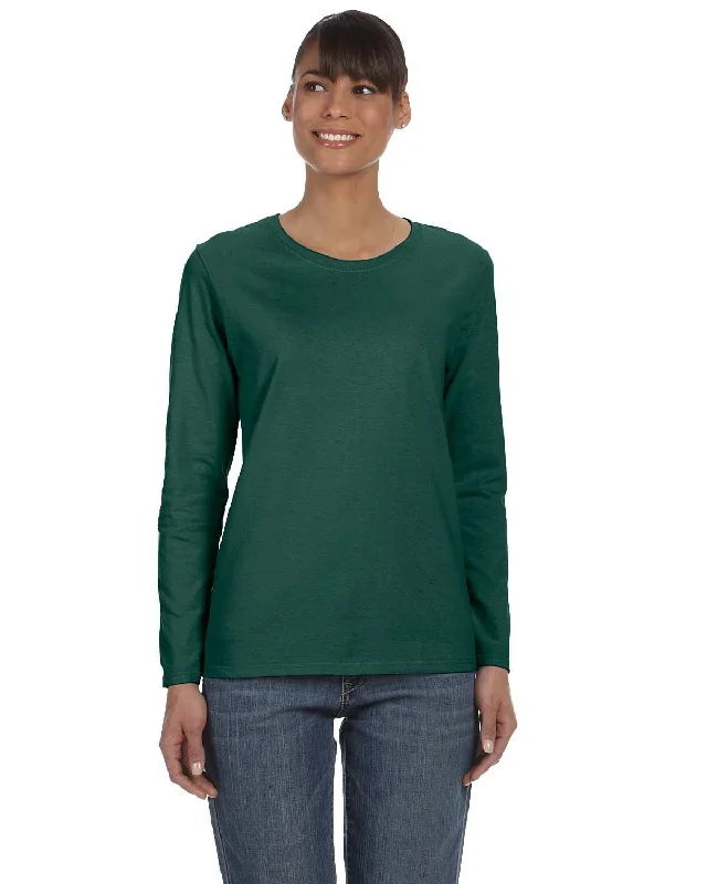 Gildan Ladies Long Sleeve 100% Cotton T-Shirt | Forest Green V-Neck T-Shirt Long Sleeve Cotton Gildan Ladies Long Sleeve 100% Cotton T-Shirt | Forest Green V-Neck T-Shirt Long Sleeve Cotton