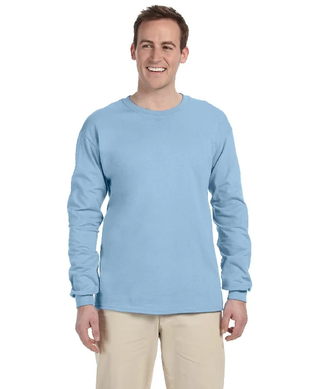 Gildan Ultra Cotton Heavyweight Long Sleeve T-Shirt | Light Blue Front Pockets Side Pockets Patch Pockets Gildan Ultra Cotton Heavyweight Long Sleeve T-Shirt | Light Blue Front Pockets Side Pockets Patch Pockets