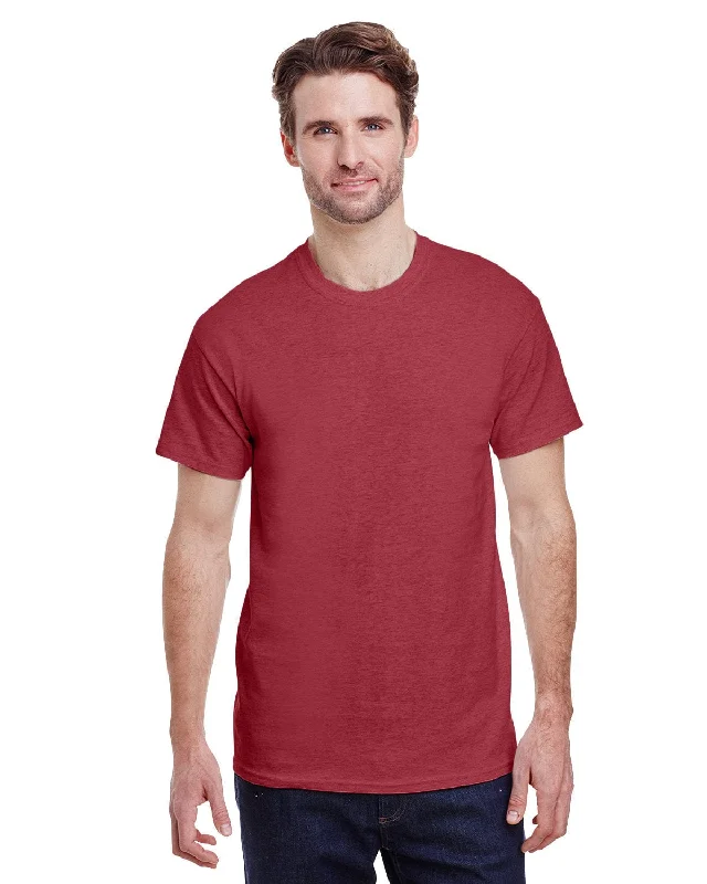 Gildan Ultra Cotton Heavyweight T-Shirt | Heather Cardinal Wool Fabric Cashmere Fabric Tweed Fabric