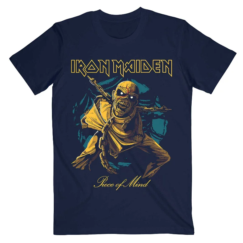 Iron Maiden | Official Band T-Shirt | Piece of Mind Gold Eddie Cashmere Blend Cotton Blend Poly Blend