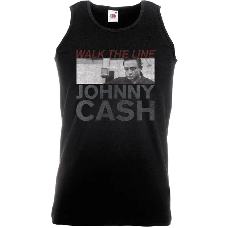 Johnny Cash Unisex Vest T-Shirt: Studio Shot Welt Pockets Slit Pockets Flap Pockets