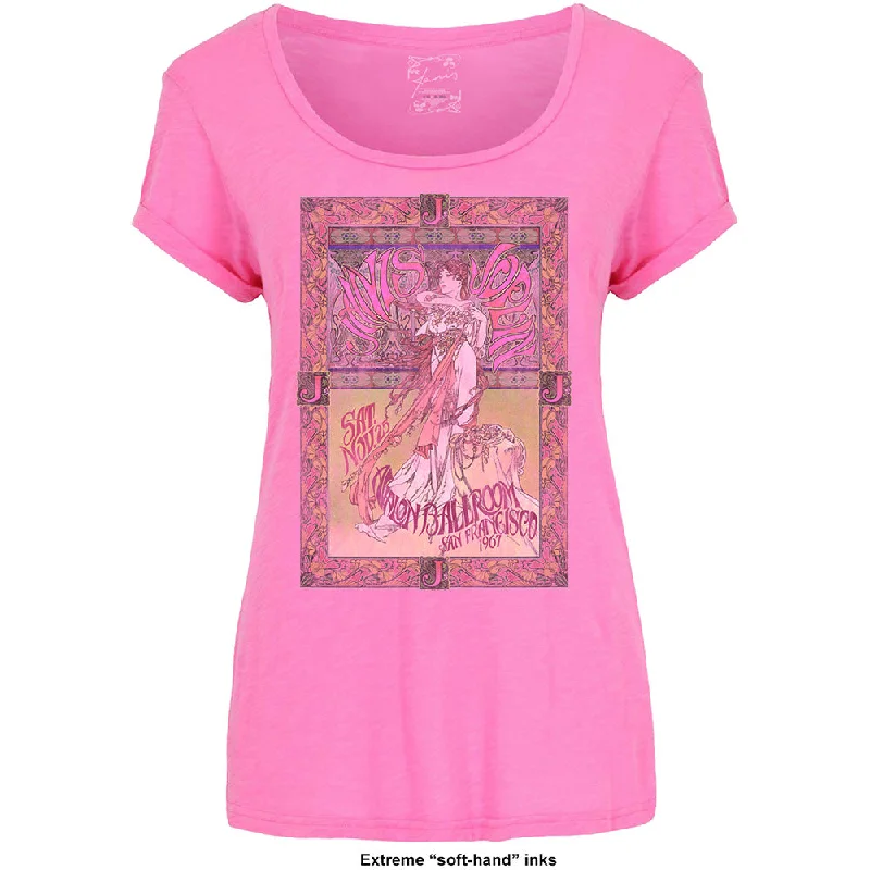 Janis Joplin Ladies T-Shirt: Avalon Ballroom '67 (Soft Hand Inks) Anti-Shrink Durable Soft