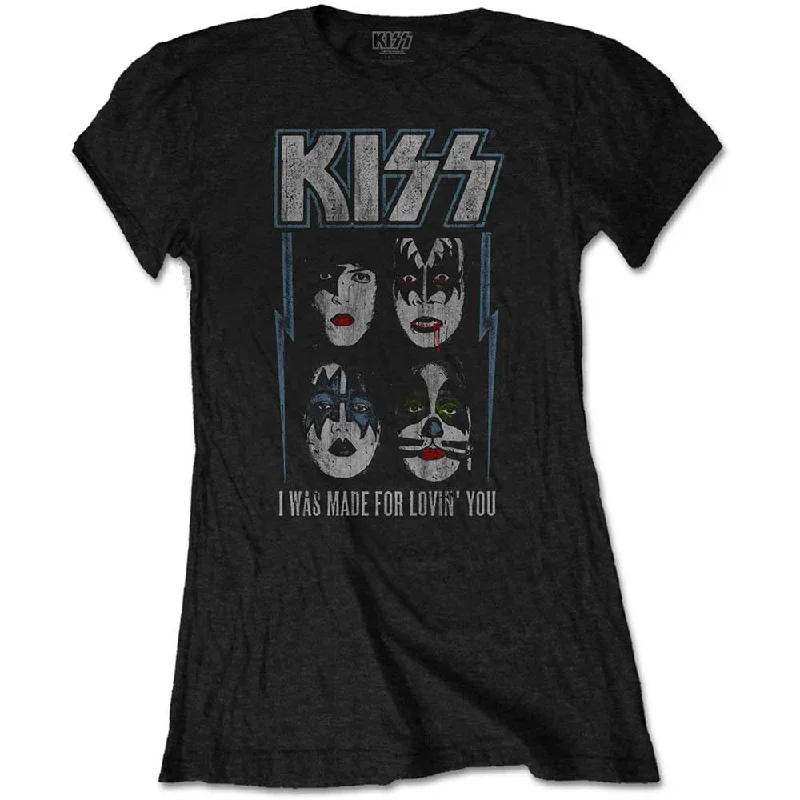 KISS Ladies T-Shirt: Made For Lovin' You Mesh Canvas Denim