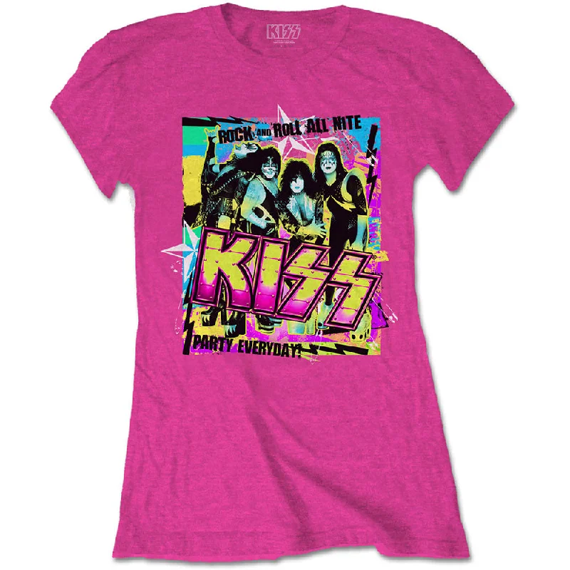 KISS Ladies T-Shirt: Party Every Day Hooded Caped Shawl Collar