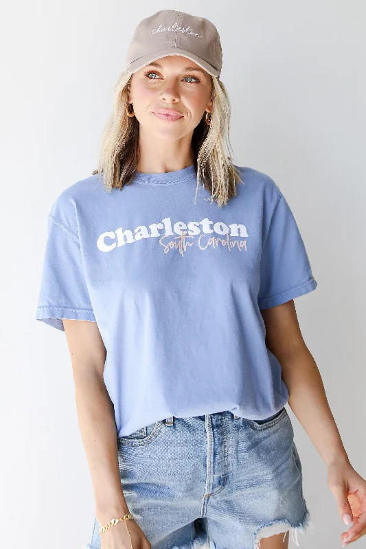 Light Blue Charleston South Carolina Script Tee Welt Pockets Slit Pockets Flap Pockets Light Blue Charleston South Carolina Script Tee Welt Pockets Slit Pockets Flap Pockets