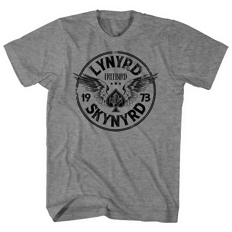 Lynyrd Skynyrd | Official Band T-Shirt | Freebird '73 Wings Grey Welt Pockets Slit Pockets Flap Pockets