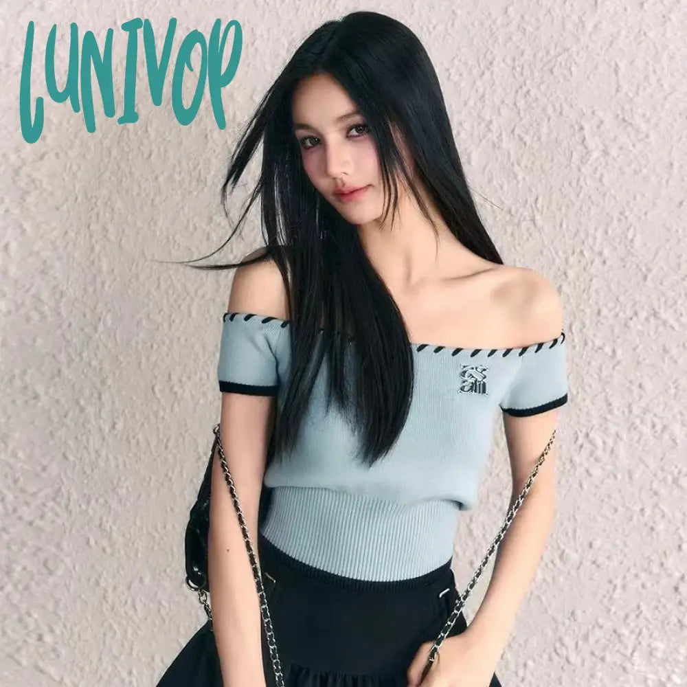 Lunivop Summer Short Sleeve T-shirts Sexy Slim Y2k Crop Top Korean Style Off-shoulder Backless Tees Women Chic Knitted Retro Tshirt Mesh Blend Leather Blend Suede Blend Lunivop Summer Short Sleeve T-shirts Sexy Slim Y2k Crop Top Korean Style Off-shoulder Backless Tees Women Chic Knitted Retro Tshirt Mesh Blend Leather Blend Suede Blend