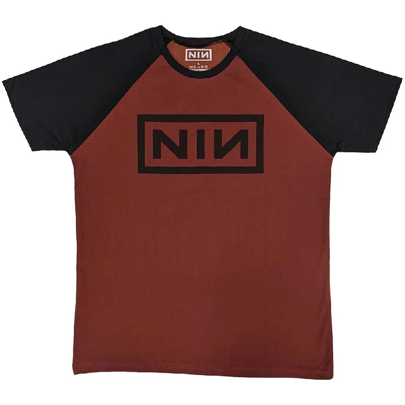 Nine Inch Nails | Official Band Raglan T-Shirt | Classic Logo V-Neck T-Shirt Long Sleeve Cotton