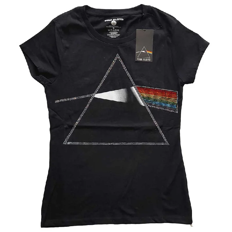 Pink Floyd Ladies T-Shirt: Dark Side of the Moon (Diamante) Seamless Knitted Crochet