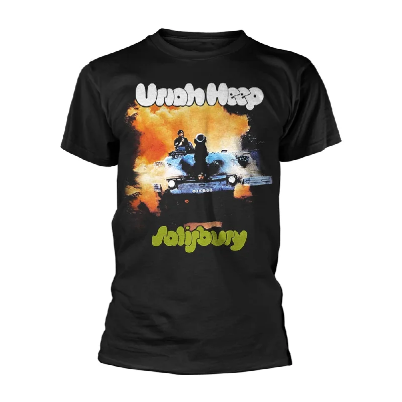 Uriah Heep Unisex T-shirt: Salisbury Denim Fabric Leather Fabric Suede Fabric