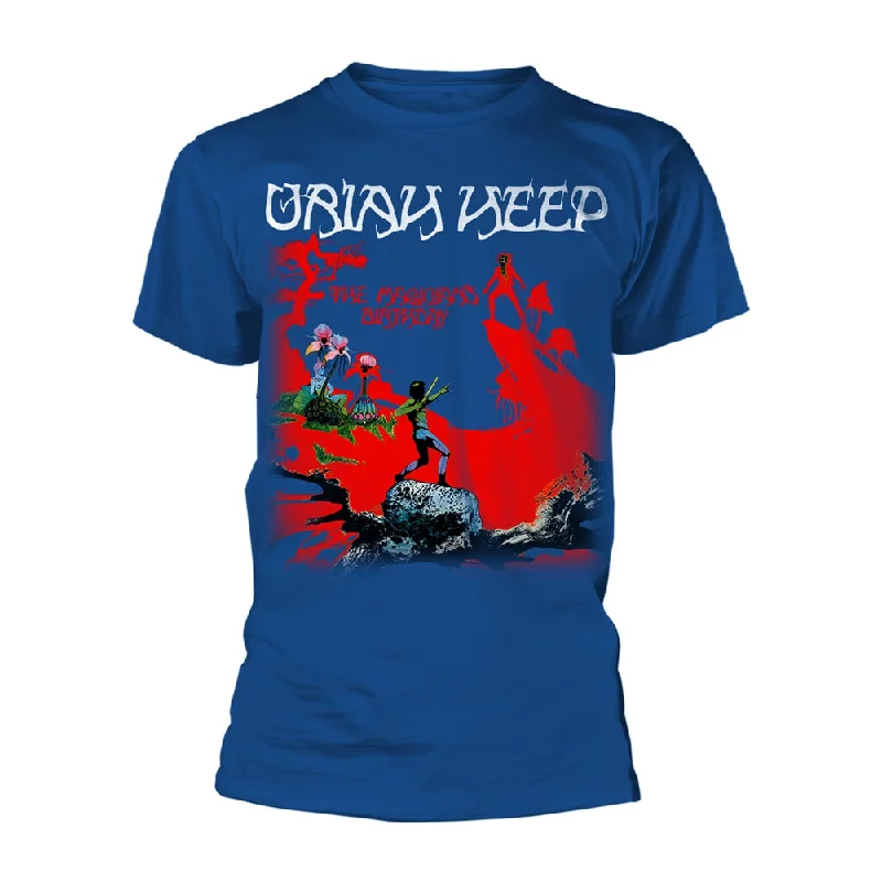 Uriah Heep Unisex T-shirt: The Magicians Birthday (Blue) Welt Pockets Slit Pockets Flap Pockets