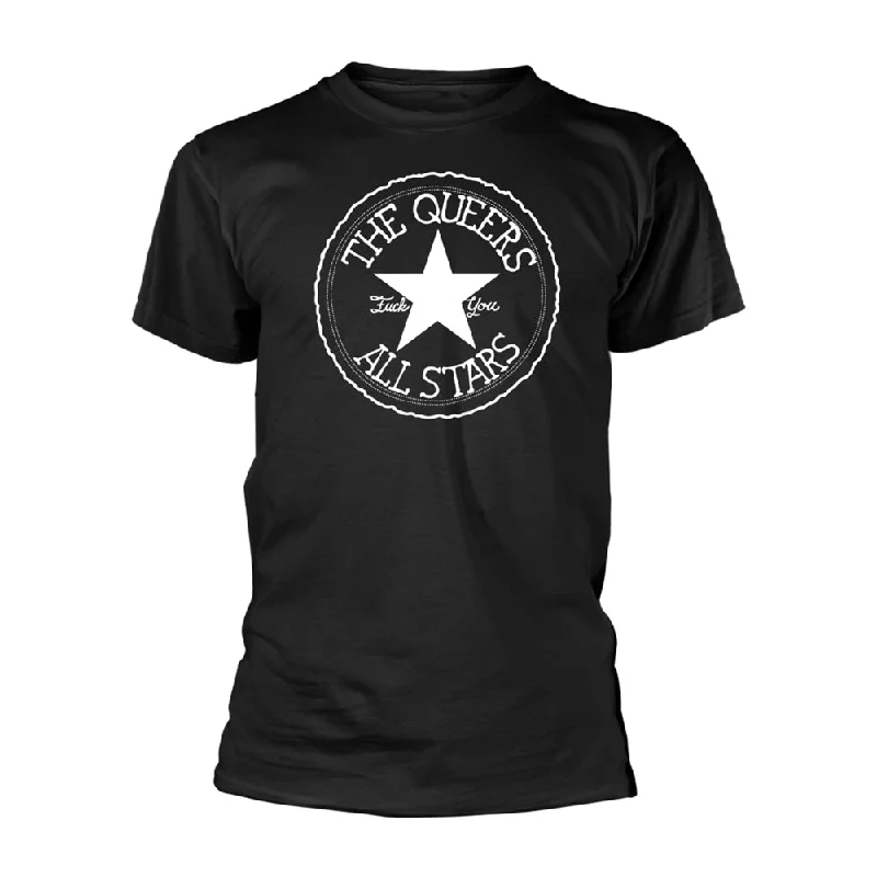 The Queers Unisex T-shirt: All Stars (Black) Zippered Front Buttoned Front Snap Front