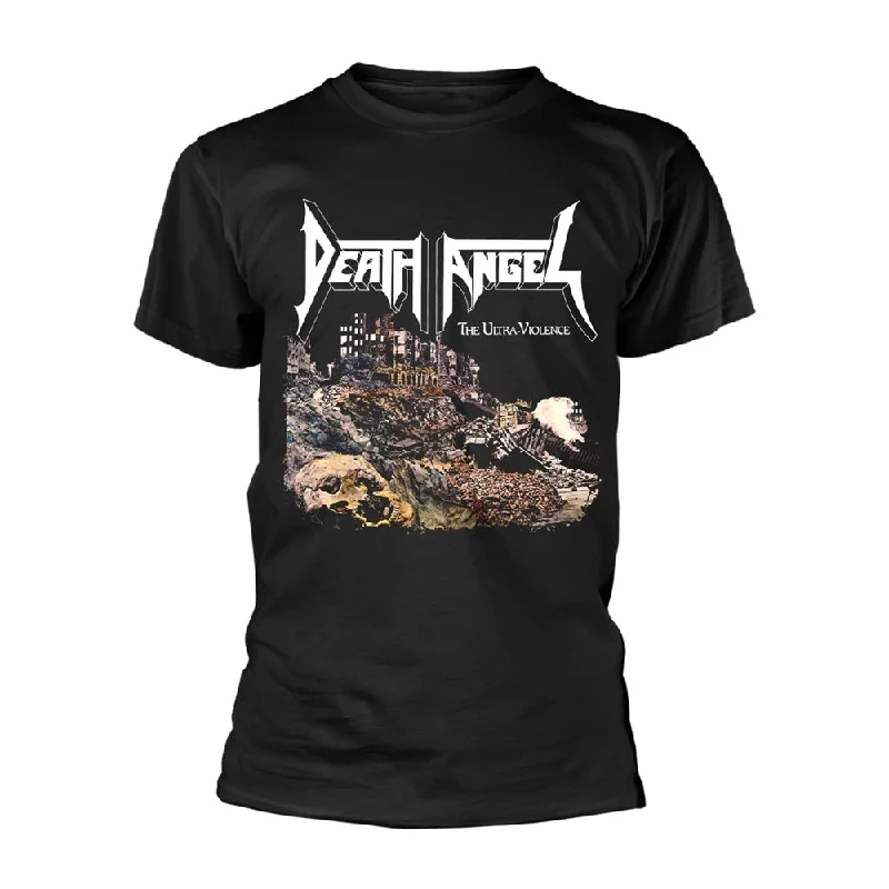 Death Angel Unisex T-shirt: The Ultra-Violence (Black) Collared Crew Neck Turtle Neck