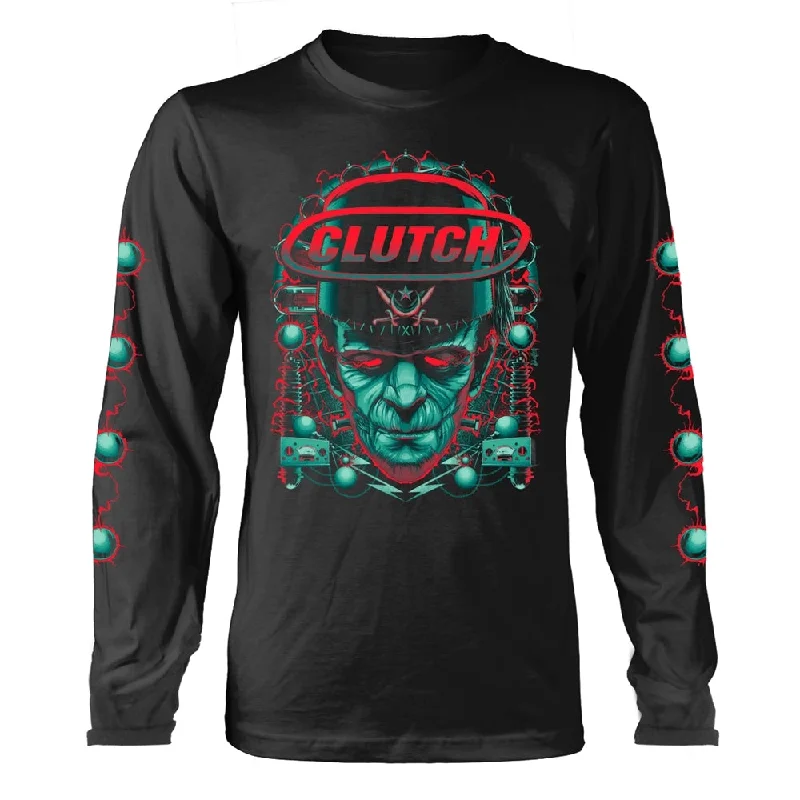 Clutch Unisex Long Sleeved T-shirt: Frankenstein (back print) Zippered Buttoned Snapped