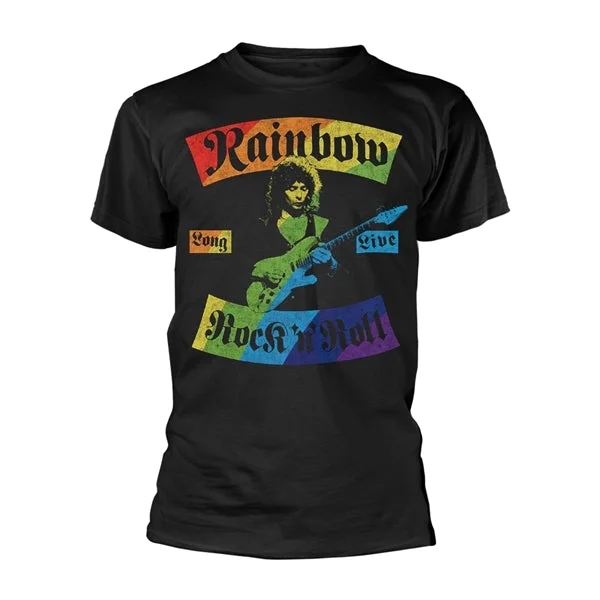 Rainbow | Official Band T-Shirt | Long Live RNR Rainbow Welt Pockets Slit Pockets