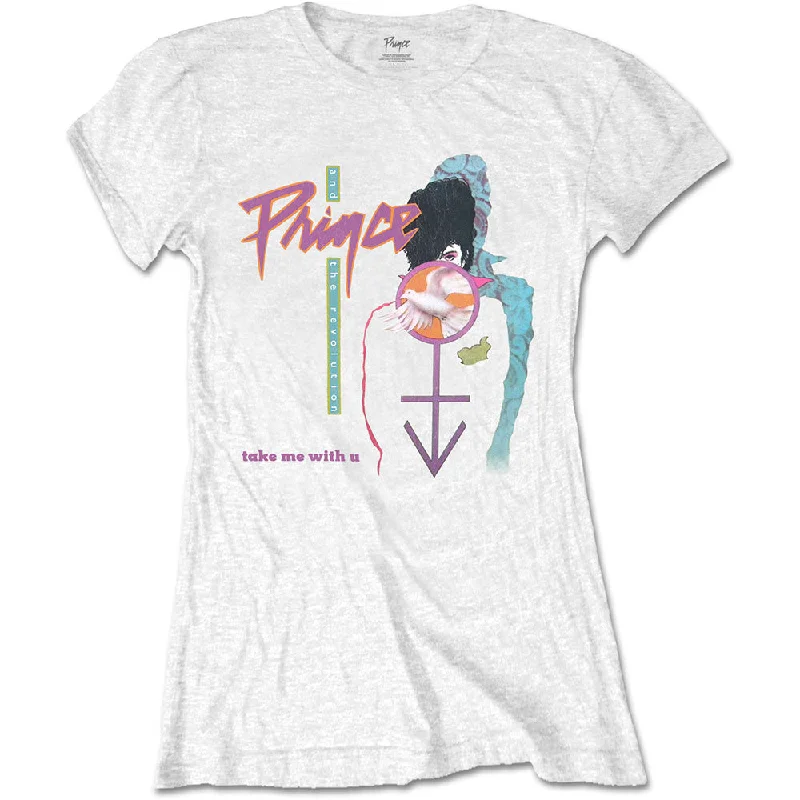 Prince Ladies T-Shirt: Take Me With U Print Jacquard Patchwork