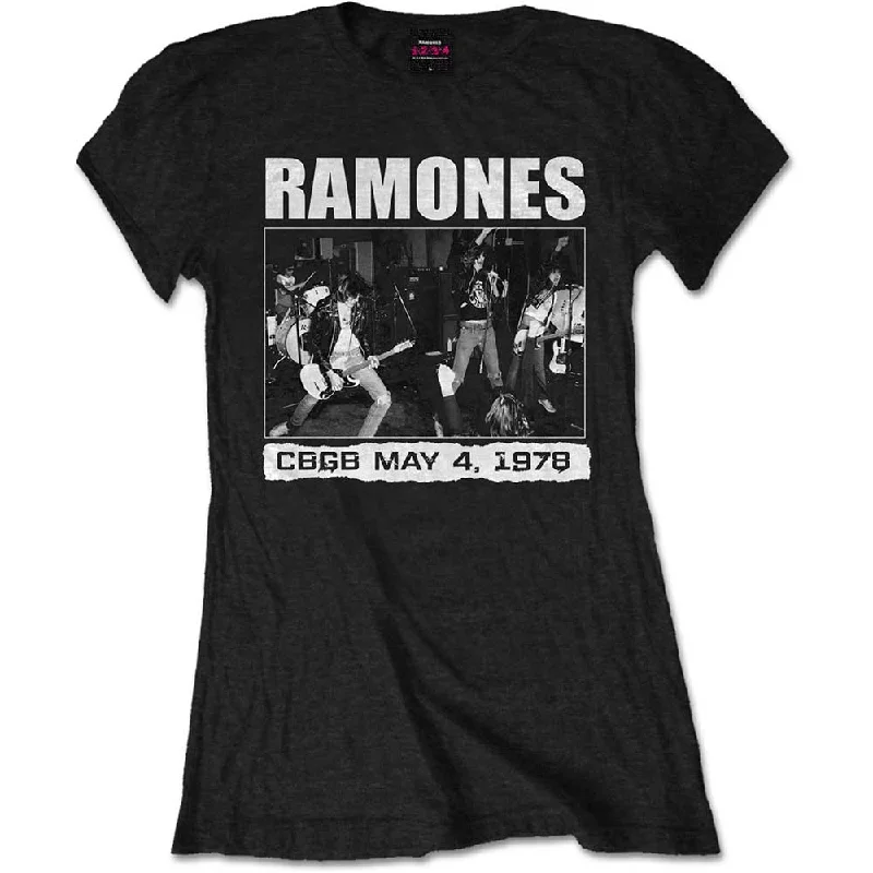 Ramones Ladies T-Shirt: CBGB 1978 Zippered Front Buttoned Front Snap Front