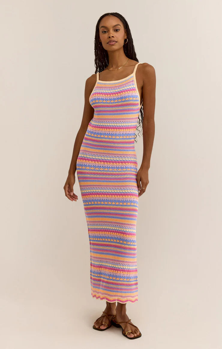 Santa Cruz Stripe Midi Dress - Raspberry Sorbet - FINAL SALE Cozy Wide Strap Midi Dress