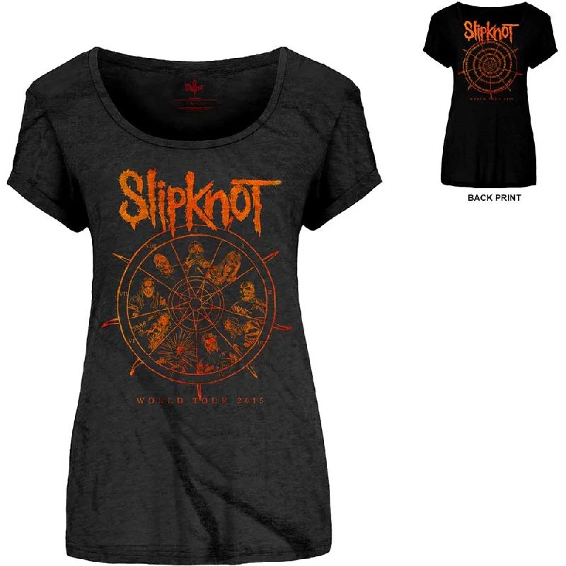 Slipknot Ladies T-Shirt: The Wheel (Back Print) Polka Dot Checkered Tartan