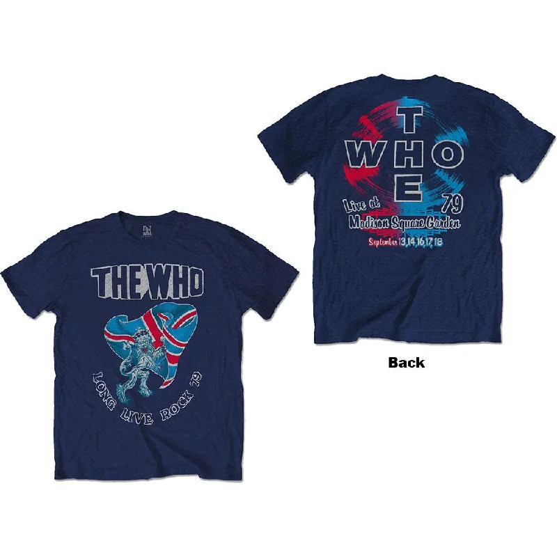 The Who T-Shirt: Long Live Rock '79 (Back Print) Graphic Embroidered Appliqued