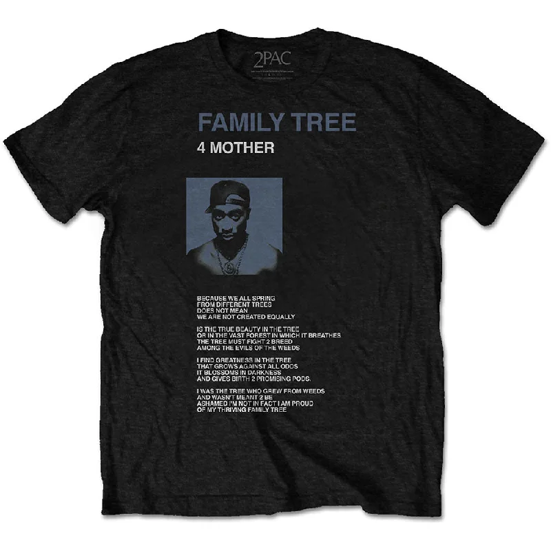 Tupac | Official Band T-Shirt | Family Tree Notch Collar Peter Pan Collar Cowl Neck