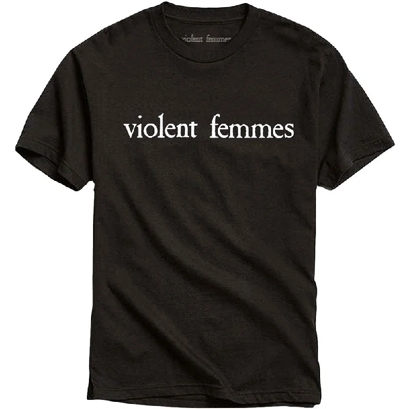 Violent Femmes T-Shirt: White Vintage Logo Ribbed Striped Patterned