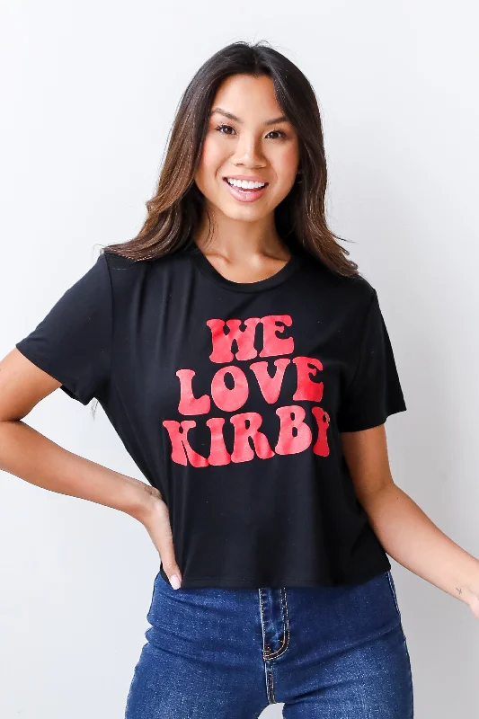 We Love Kirby Cropped Tee Hooded Caped Shawl Collar