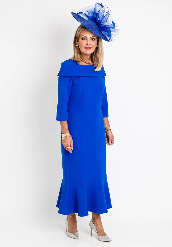 Cassandra Fishtail Midi Dress, Royal Blue Classic Black Midi Dress