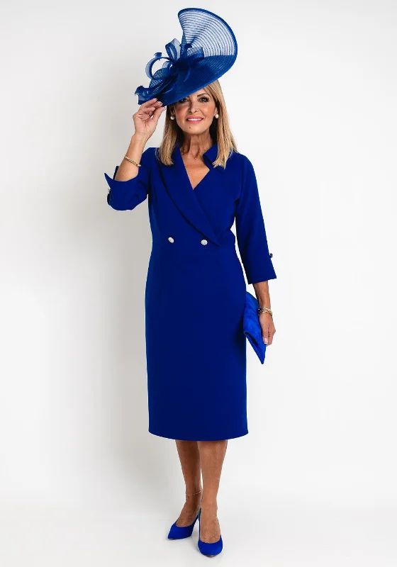 Claudia C Victoria Pencil Midi Dress, Royal Blue Stylish Vintage Midi Dress