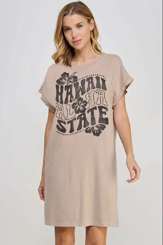 Hawaii Aloha State Mini Dress Casual V-Neck Mini Dress