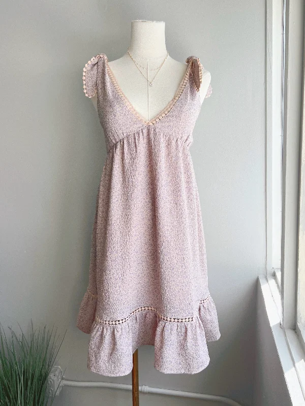 Lace Trim Mini Dress (FINAL SALE) Comfortable Linen Mini Dress