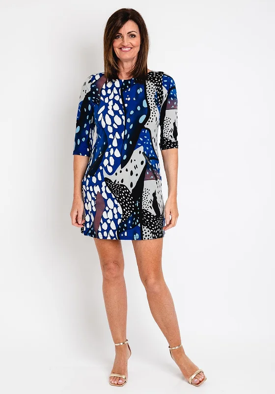 Serafina Collection Shift Spot Print Mini Dress, Blue Fashionable A-Line Mini Dress